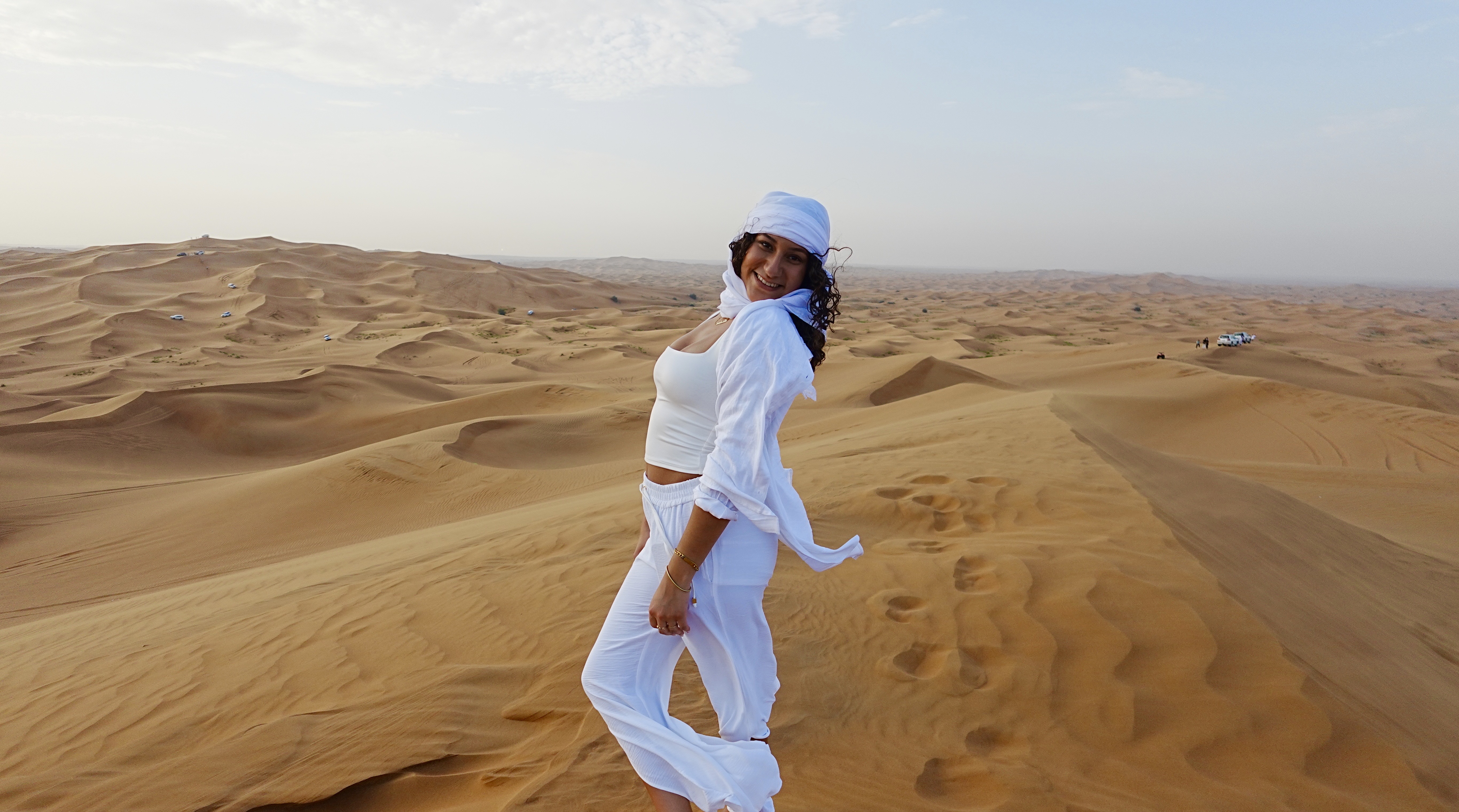 Edited portrait in the Dubai desert at sunset